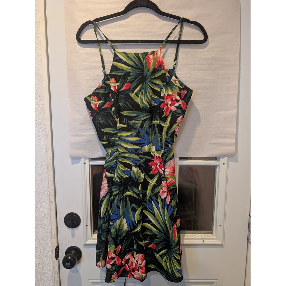 Hollister Tropical Print Dress Sleeveless Mini Summer Vacation Size S A1‎